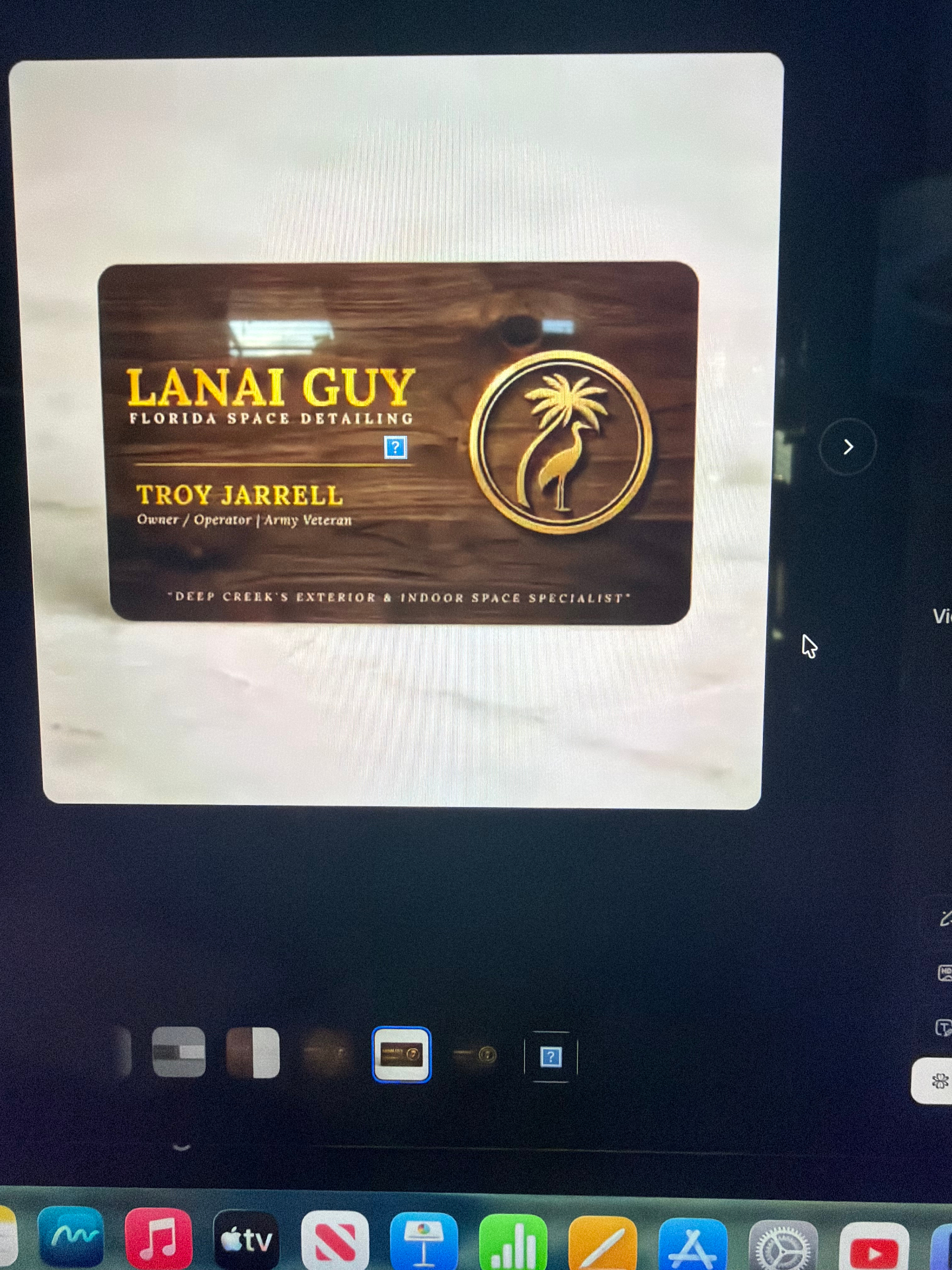Lanai Guy business card — Troy Jarrell, Owner / Operator, Army Veteran